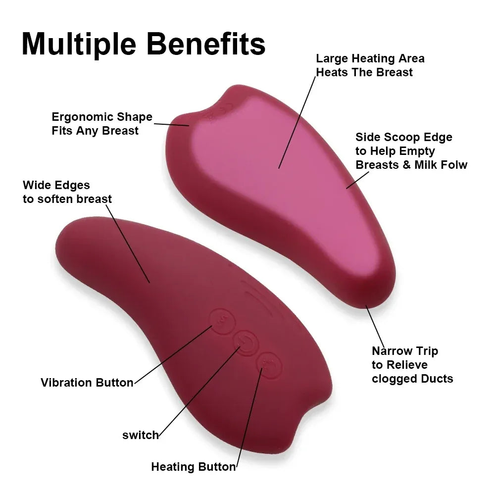 2 In 1 Lactation Massager For Breastfeeding Heat &