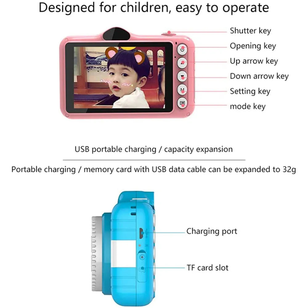 Vibe Geeks 3.5 Inch Mini Cute Digital Camera for Kids 12MP