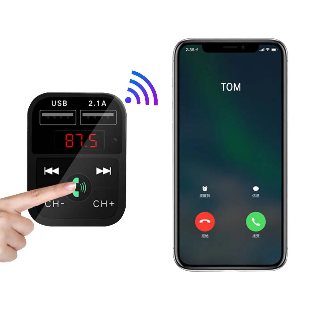 Vibe Geeks 3 - in - 1 Car Wireless Bluetooth FM Transmitter