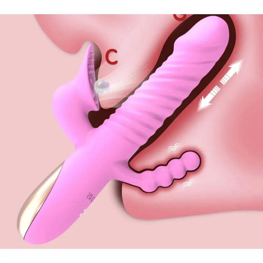 3 In 1 Thrusting Sucker Vibrator For Women