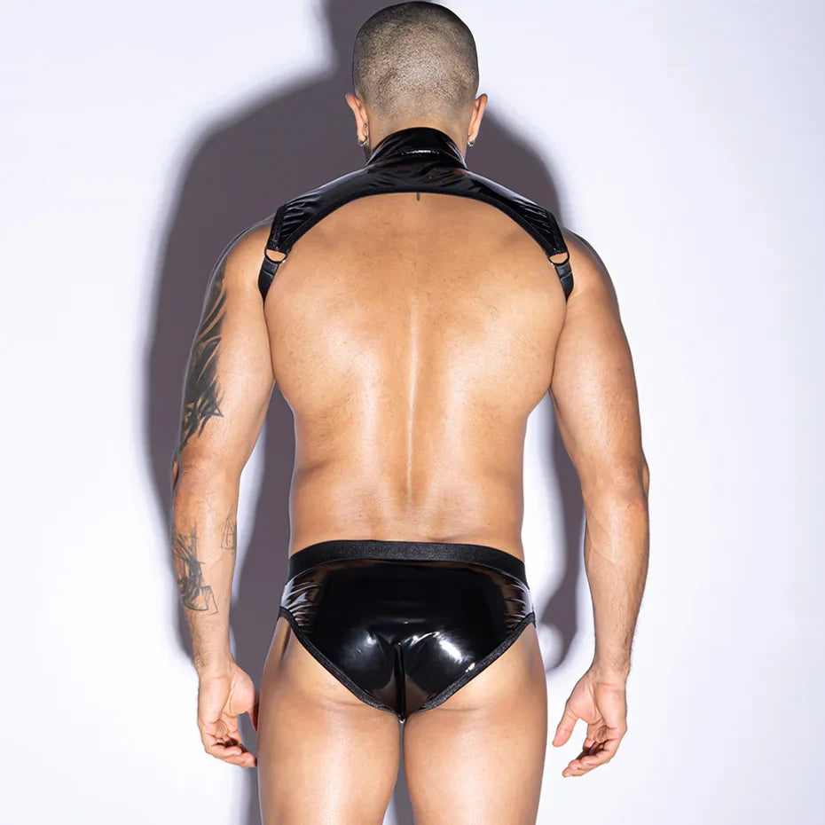 Alluring Waiter Cosplay Lingerie Set Leather Top & Pants