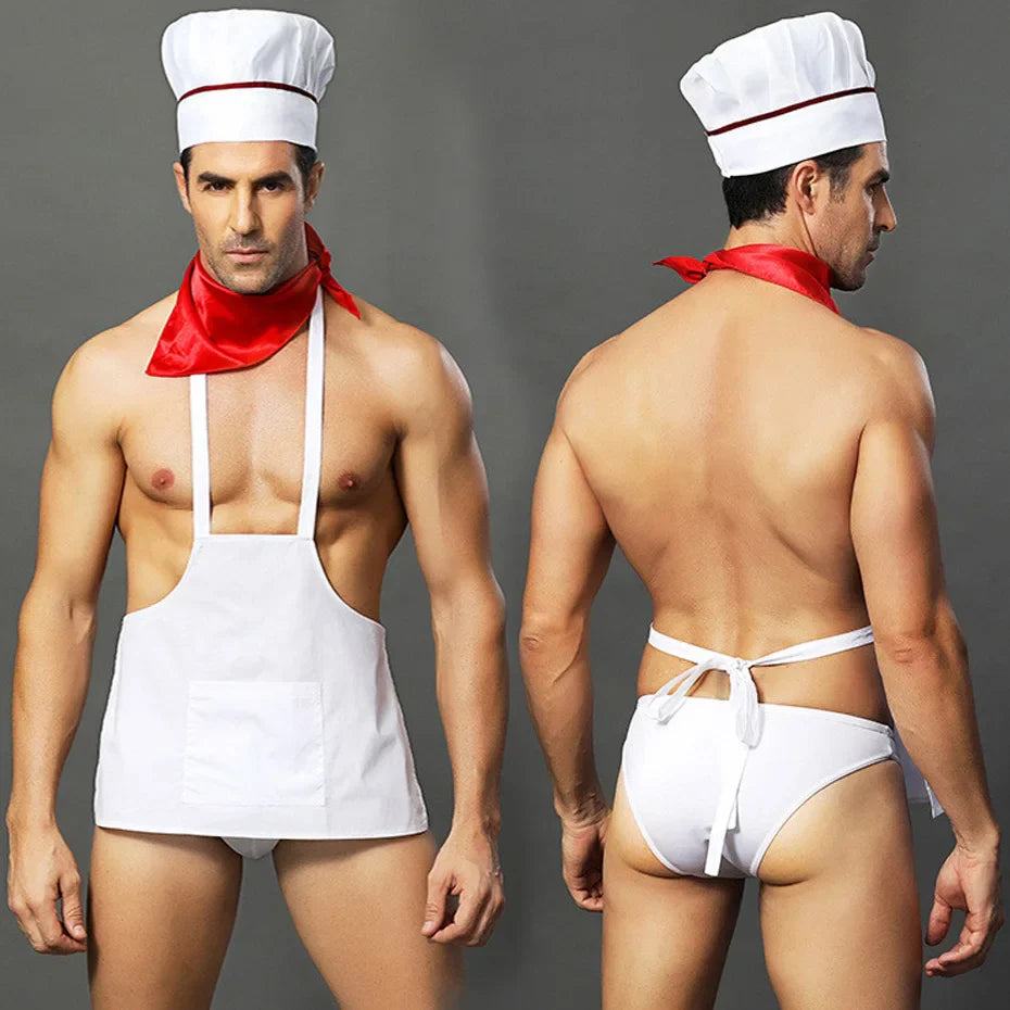 Alluring Army Cosplay Lingerie Set Men Leather Bodysuit