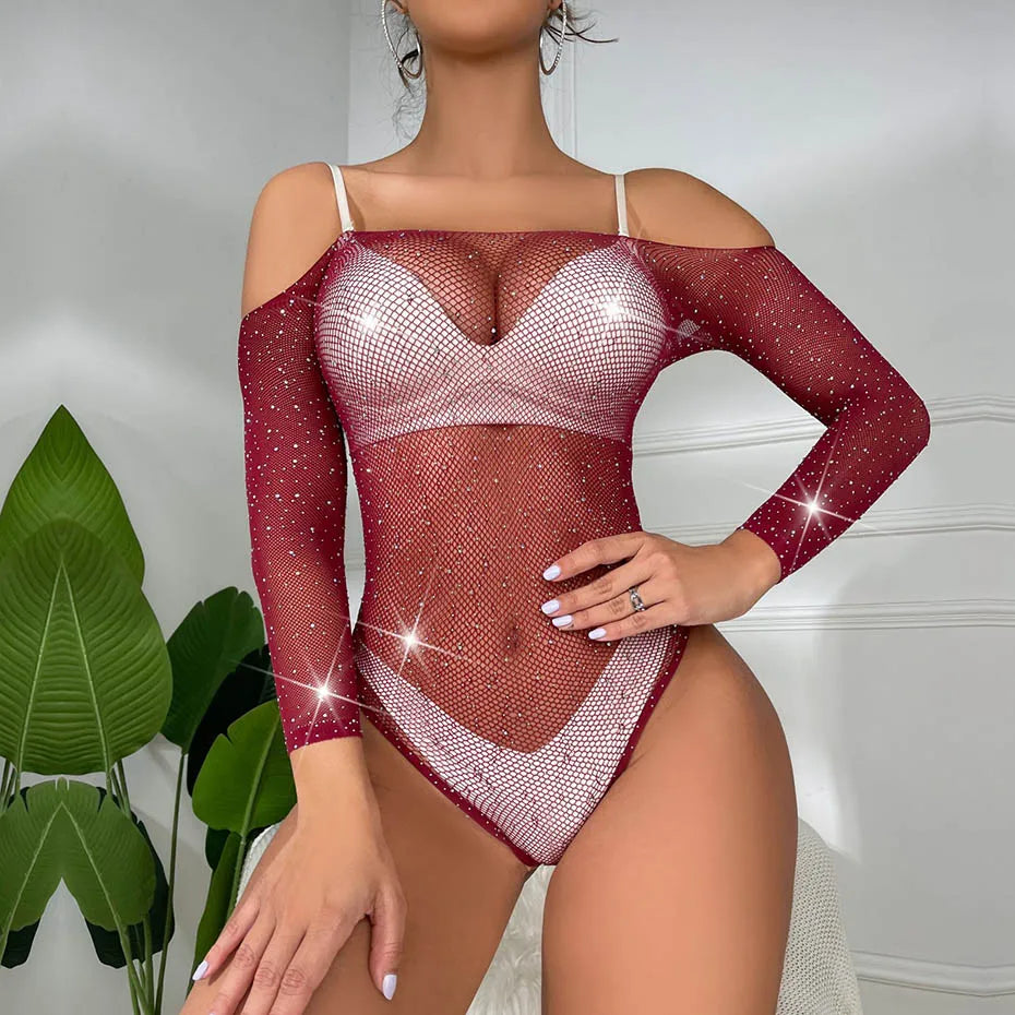 Alluring Black Leopard Bodysuit Open Crotch Teddy Lingerie