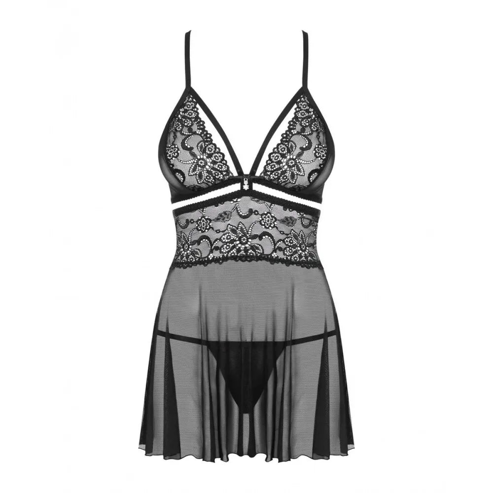 Babydoll By Obsessive 838-Bab-1 Black Xxl/Xxxl