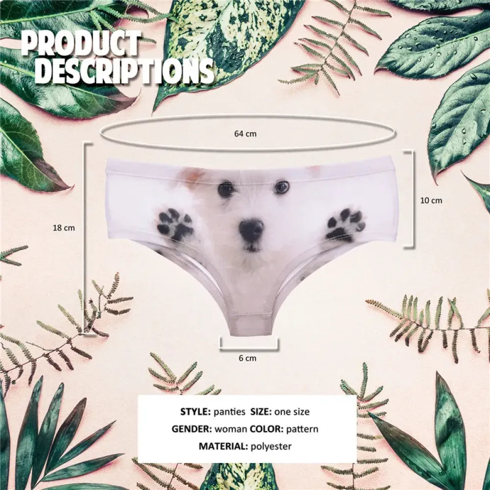 DeanFire Kawaii 3D Panties Women Underwear White Puppy