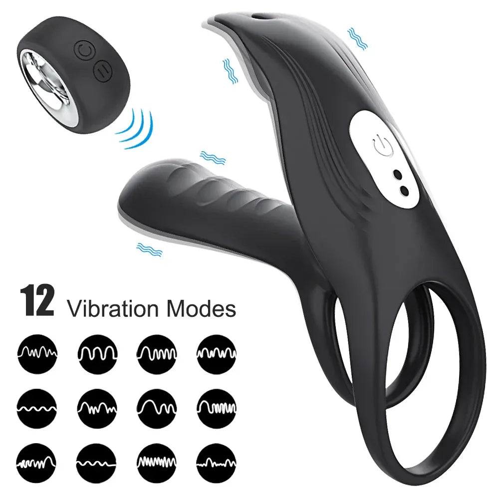 Double Cock Ring Vibrator for Couples - Delay Ejaculation