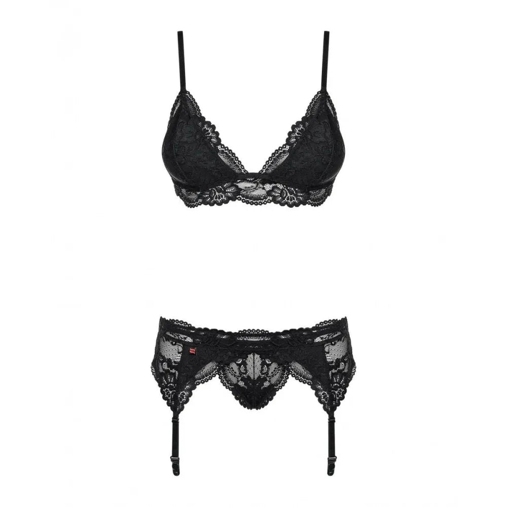 Lace Underwear Set By Obsessive 810-Seg-1 Black L/Xl