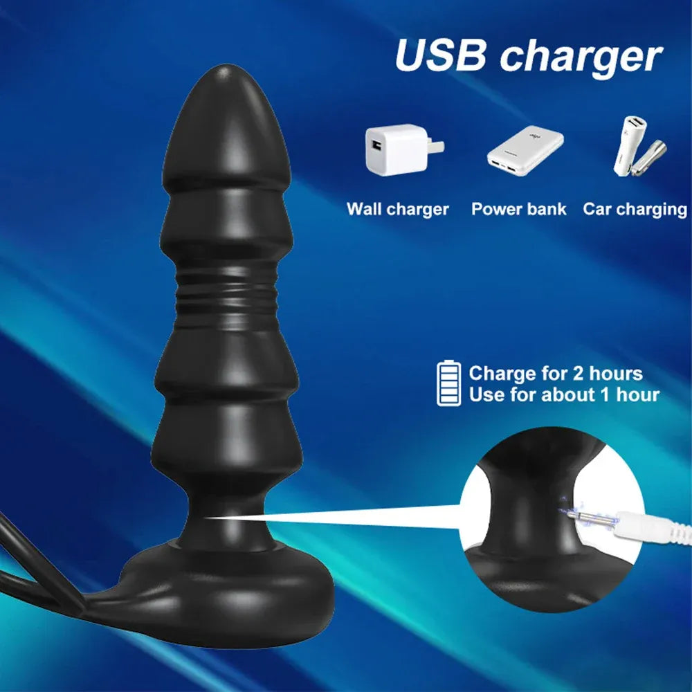 Telescopic Prostate Massager With Delay And Cock Ring